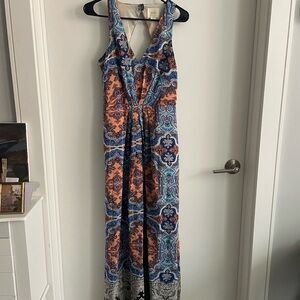 Maeve Blue and Peach Sleeveless Maxi Dress
